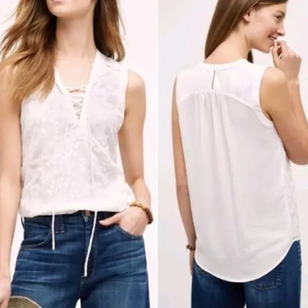 Anthropologie Maeve white tank top blouse size US 4, EUC